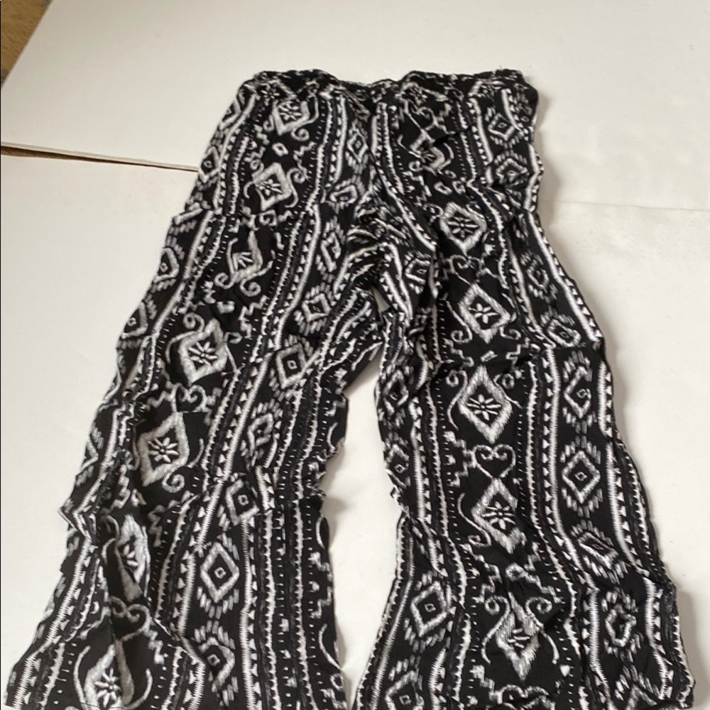 Justice Black & White Native American Print Pants